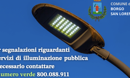 Illuminazione pubblica – Le segnalazioni possono essere fatte al numero verde