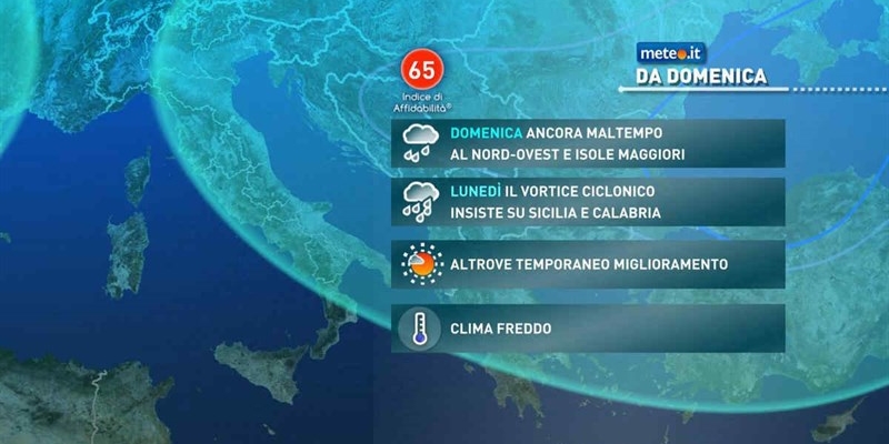 Meteo: fine settimana di maltempo con pioggia e neve