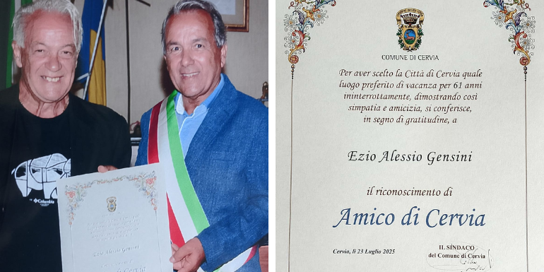Cervia premia Ezio Gensini, fedele turista da oltre 60 anni