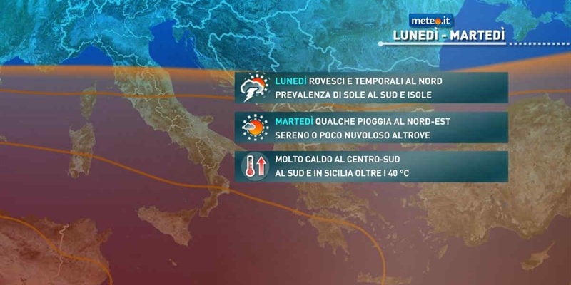 Meteo. Settimana con l’Italia divisa in due fra maltempo e caldo estremo