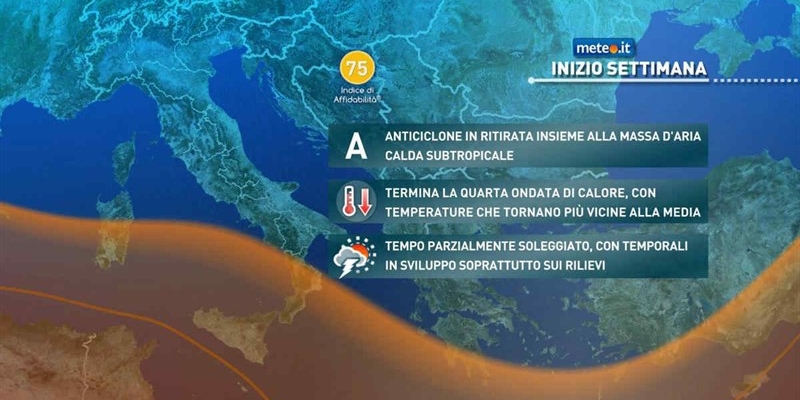 Meteo: in arrivo uno stop al caldo intenso