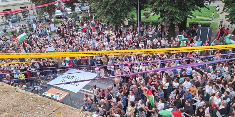 Presidio a Borgo San Lorenzo per la Palestina durante lo sciopero nazionale
