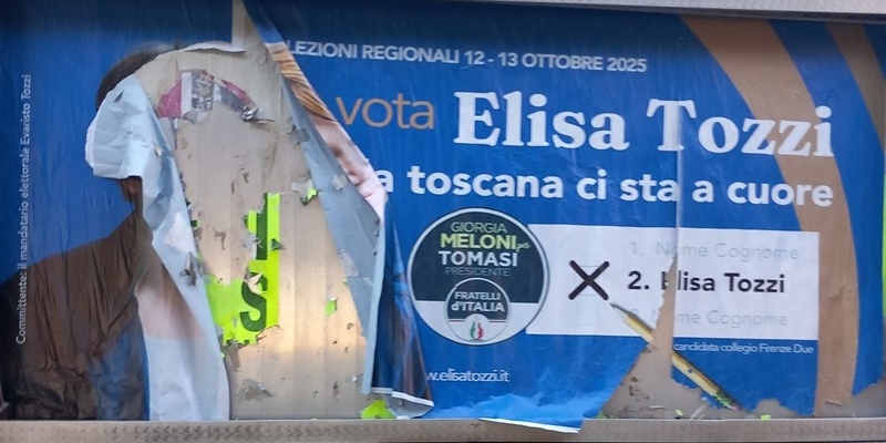 Elisa Tozzi (FDI) denuncia un atto vandalico e richiama al rispetto democratico