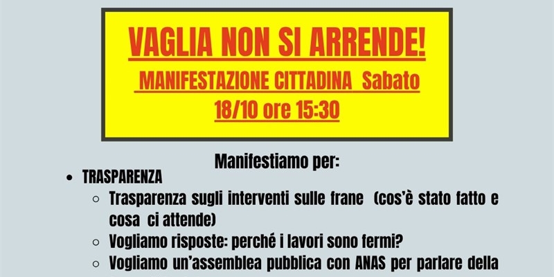 Manifestazione cittadina a Vaglia per trasparenza, sicurezza e prevenzione